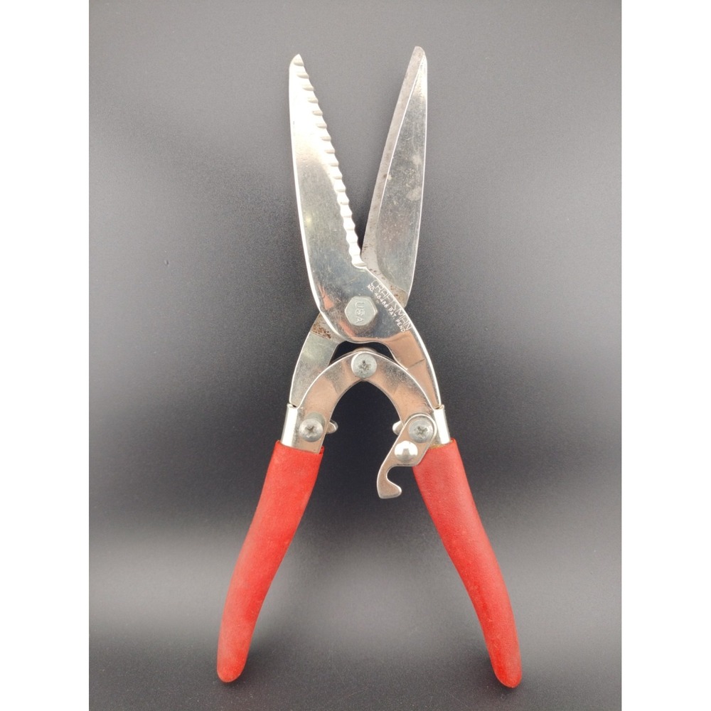 Vtg Craftsman Red Handle Straight Compound Tin Snips Shears 45466 - Made in USA